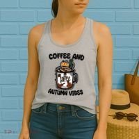 Coffee And Autumn Vibes Halloween Women's Tank Top thumb 2