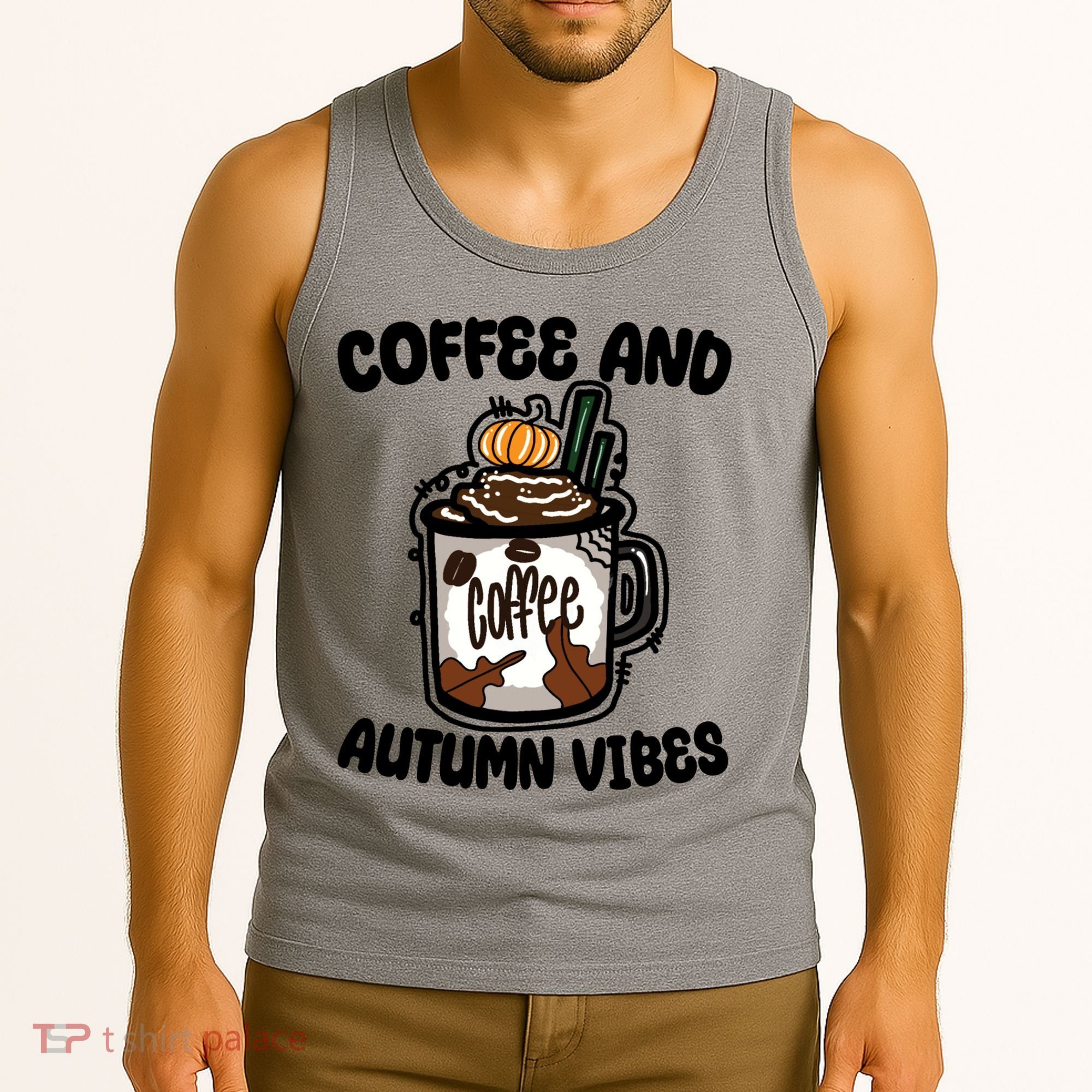 Coffee And Autumn Vibes Halloween Tank Top