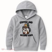 Coffee And Autumn Vibes Halloween Kids Hoodie thumb 0