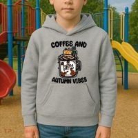 Coffee And Autumn Vibes Halloween Kids Hoodie thumb 2