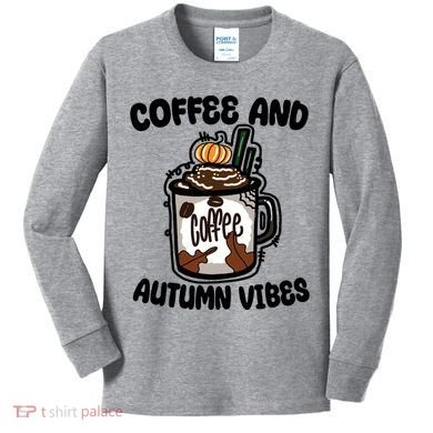 Coffee And Autumn Vibes Halloween Kids Long Sleeve Shirt