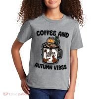 Coffee And Autumn Vibes Halloween Kids T-Shirt thumb 2