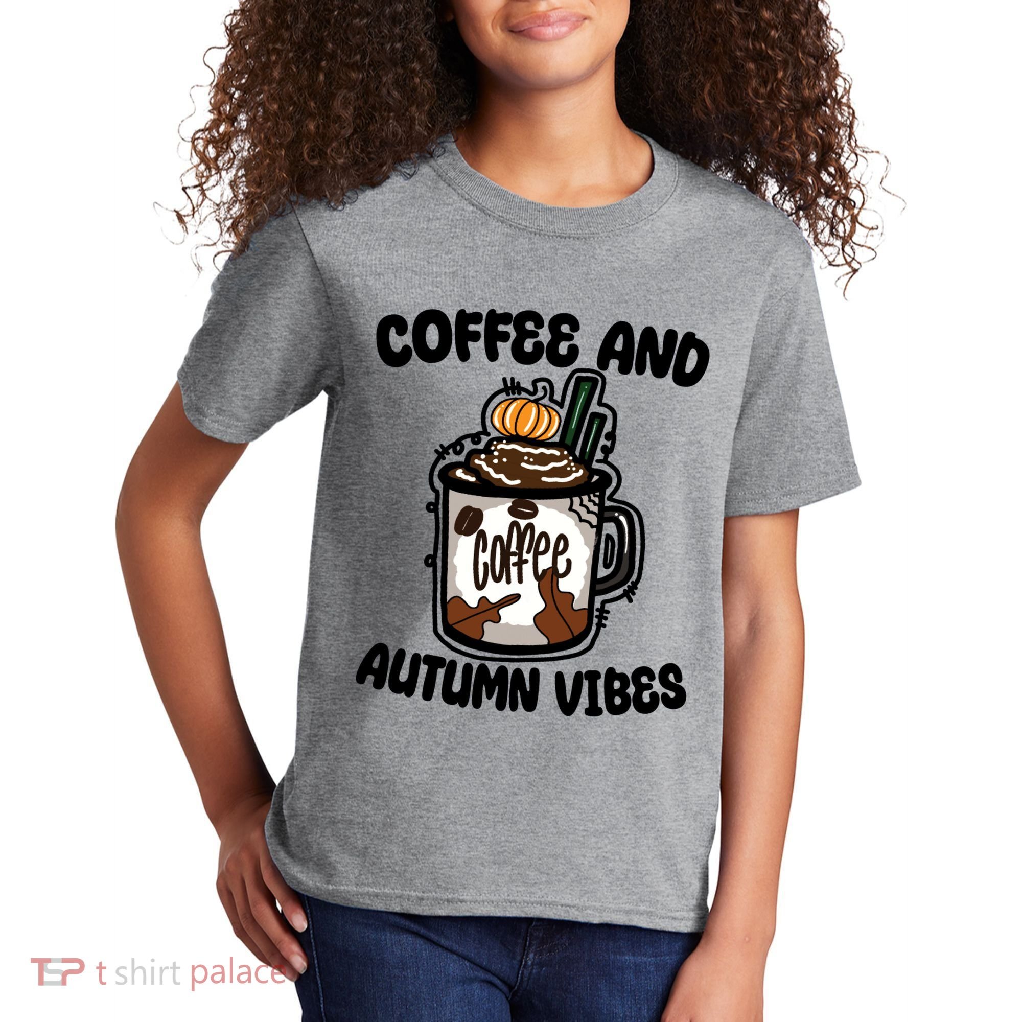 Coffee And Autumn Vibes Halloween Kids T-Shirt