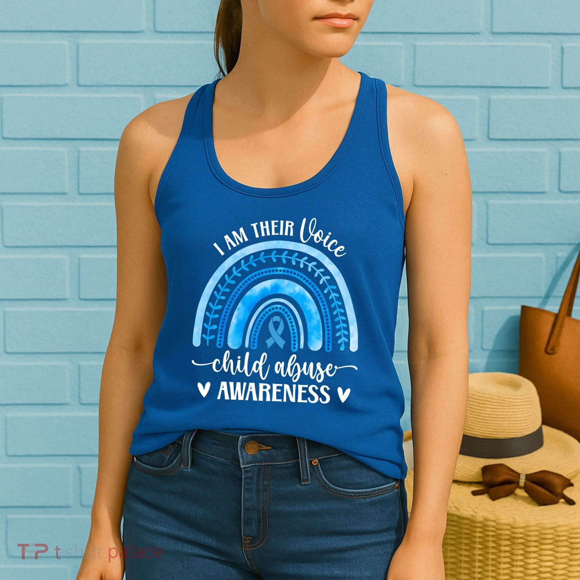 Child Abuse Awareness Rainbow Abuse Prevention Month Funny Gift Women's Tank Top