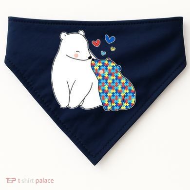 Cute Autism Awareness Polar Bear Puzzle USA-Made Doggie Bandana