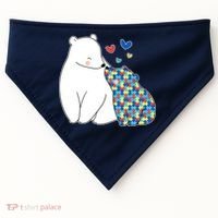 Cute Autism Awareness Polar Bear Puzzle USA-Made Doggie Bandana thumb 0