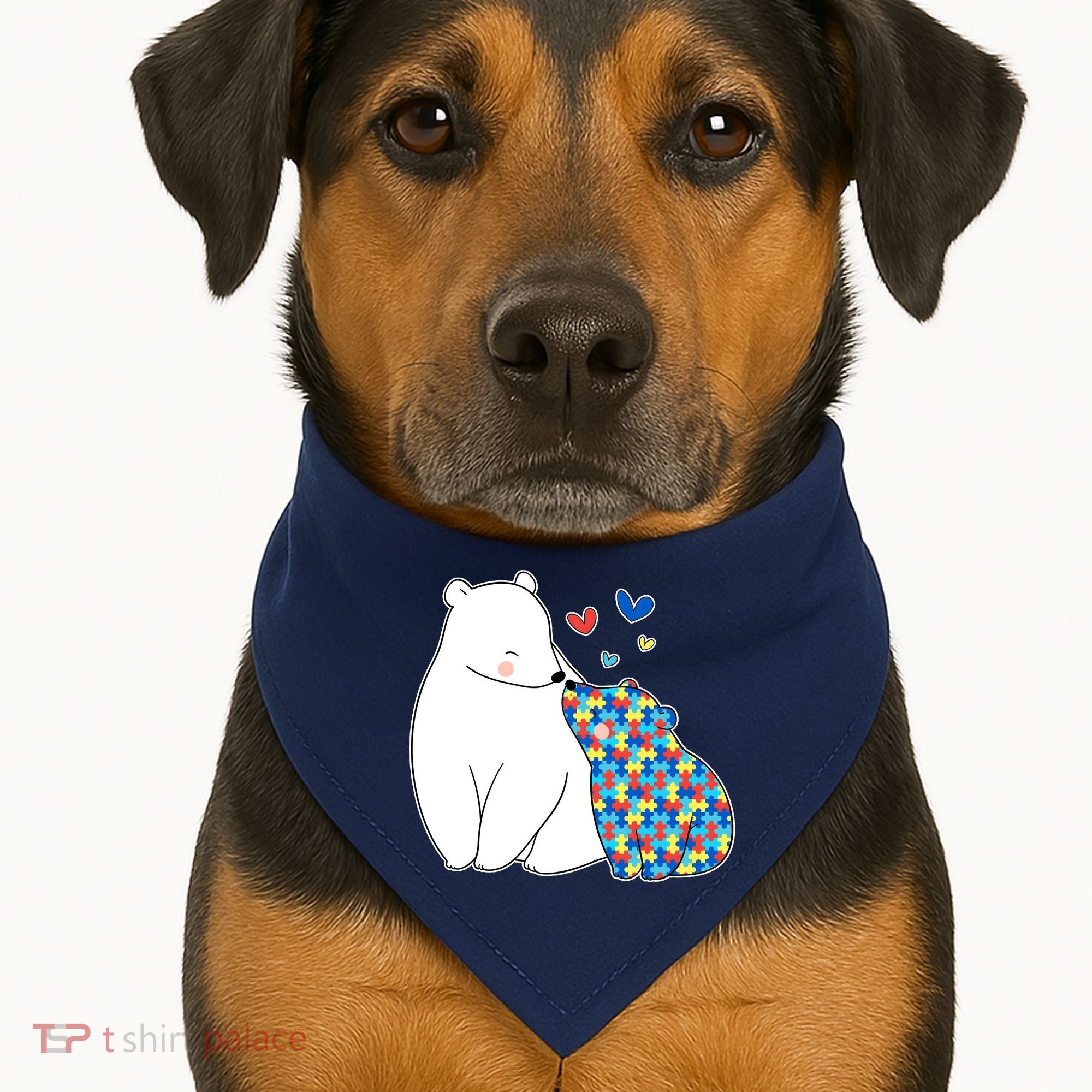 Cute Autism Awareness Polar Bear Puzzle USA-Made Doggie Bandana