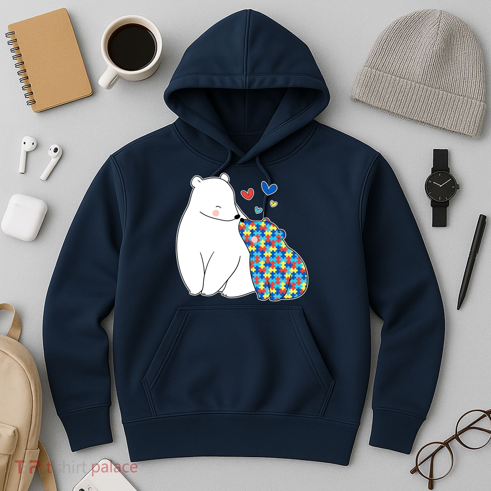 Cute Autism Awareness Polar Bear Puzzle Hoodie