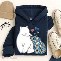 Cute Autism Awareness Polar Bear Puzzle Hoodie thumb 4