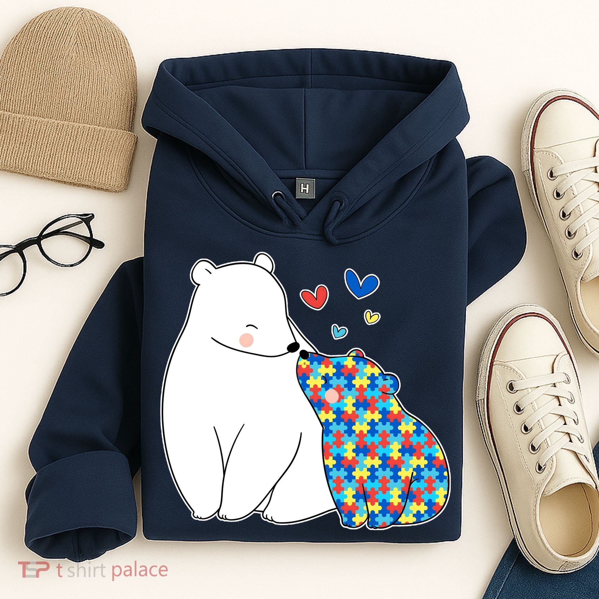 Cute Autism Awareness Polar Bear Puzzle Hoodie