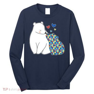 Cute Autism Awareness Polar Bear Puzzle Long Sleeve Shirt