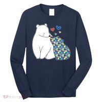 Cute Autism Awareness Polar Bear Puzzle Long Sleeve Shirt thumb 0