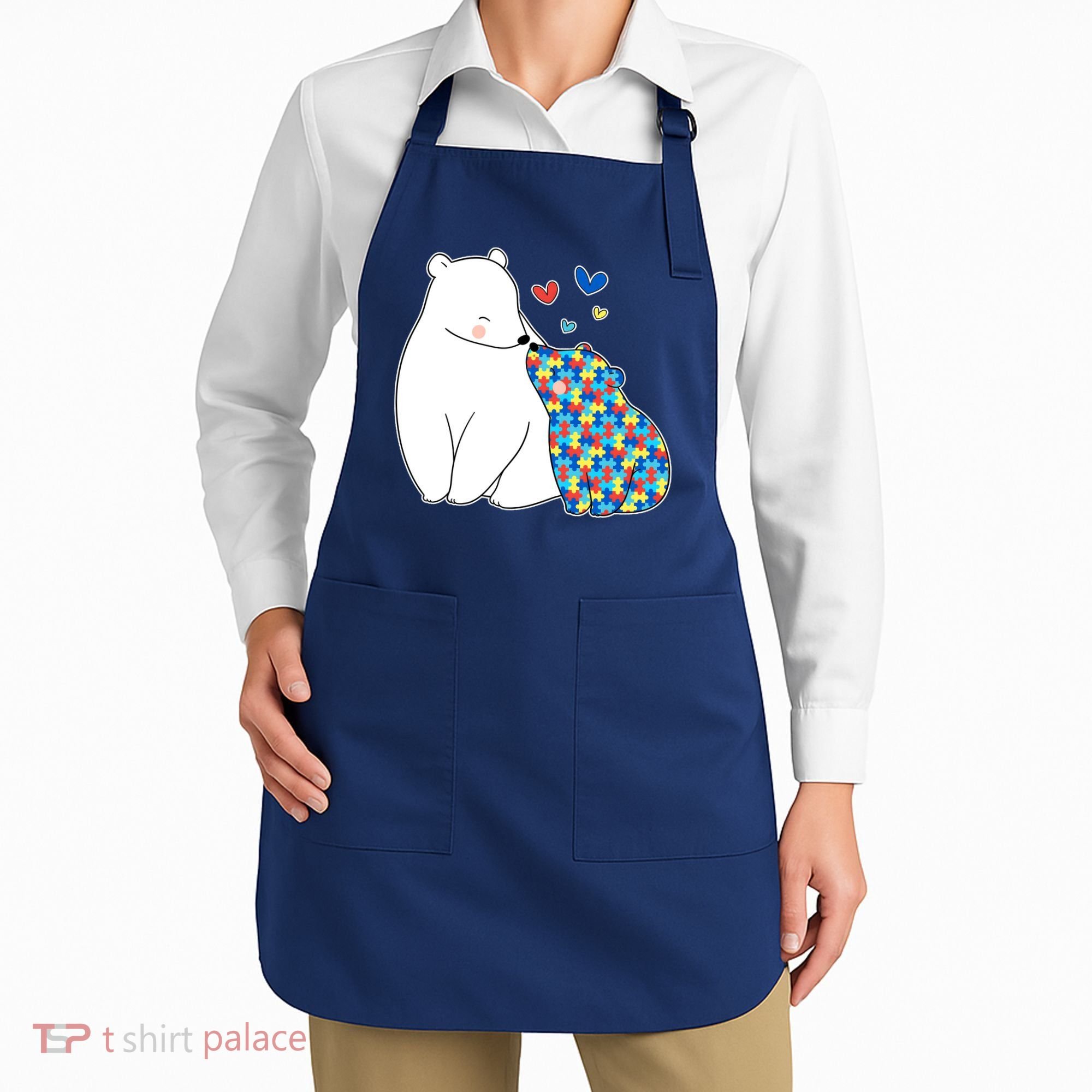 Cute Autism Awareness Polar Bear Puzzle Apron