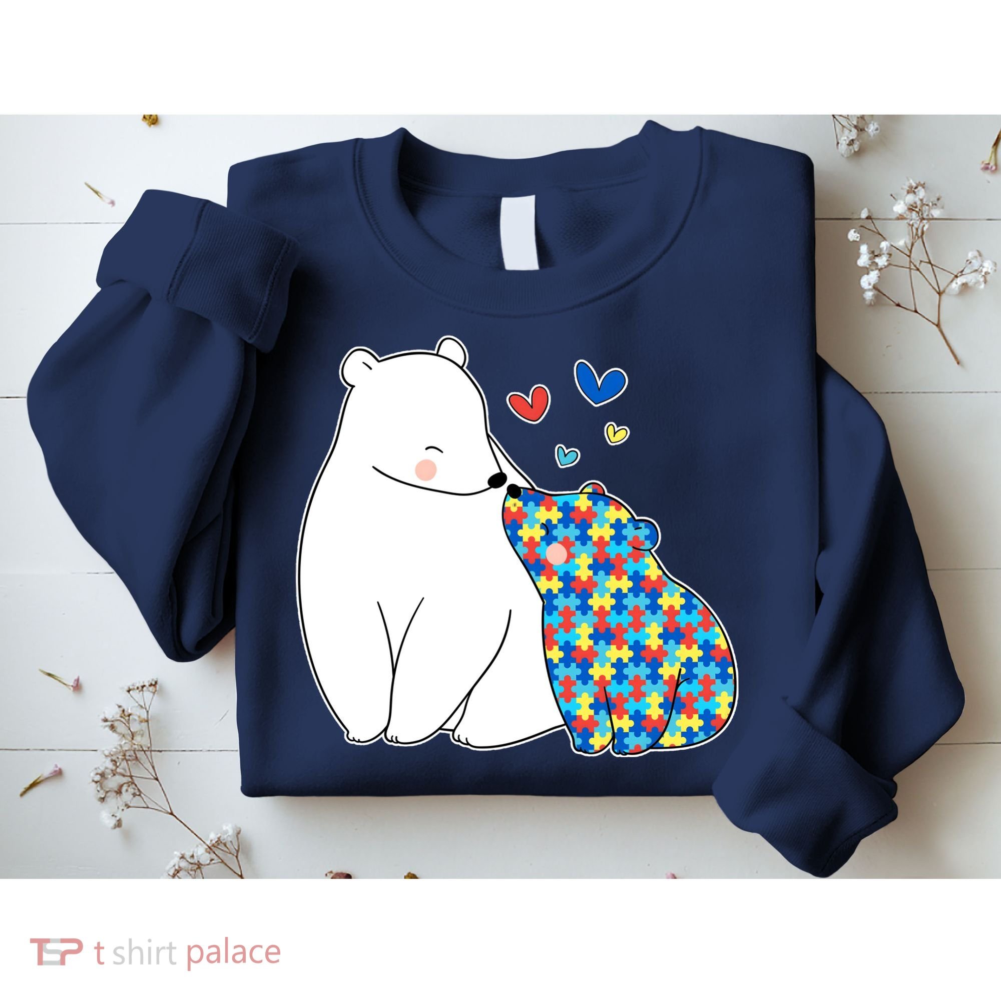 Cute Autism Awareness Polar Bear Puzzle Sweatshirt