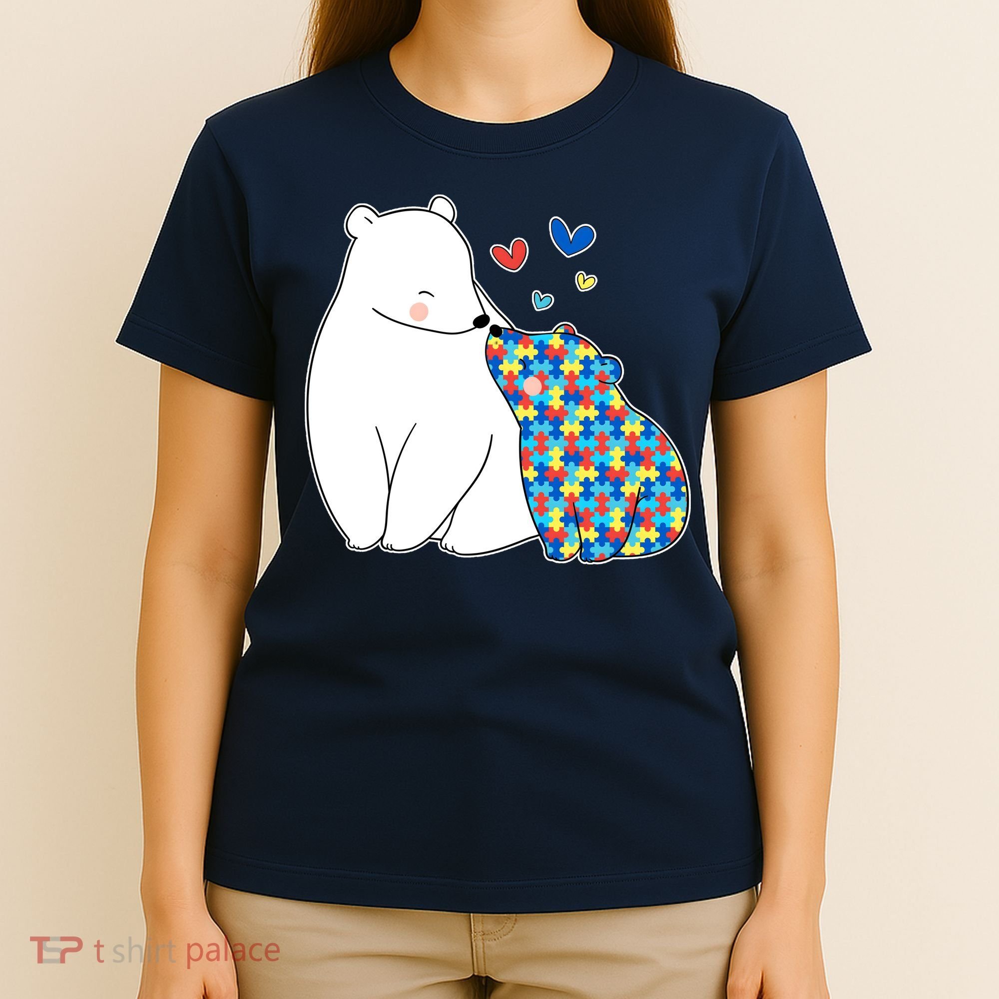 Cute Autism Awareness Polar Bear Puzzle T-Shirt