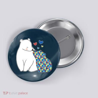 Cute Autism Awareness Polar Bear Puzzle Button