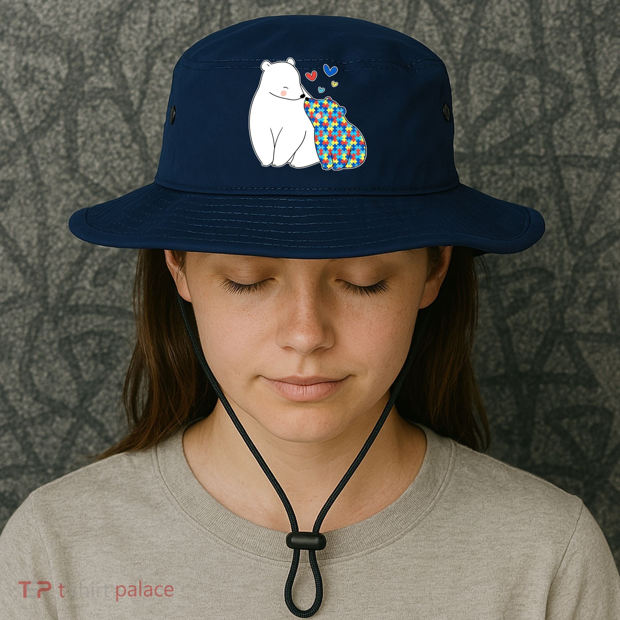 Cute Autism Awareness Polar Bear Puzzle Bucket Hat