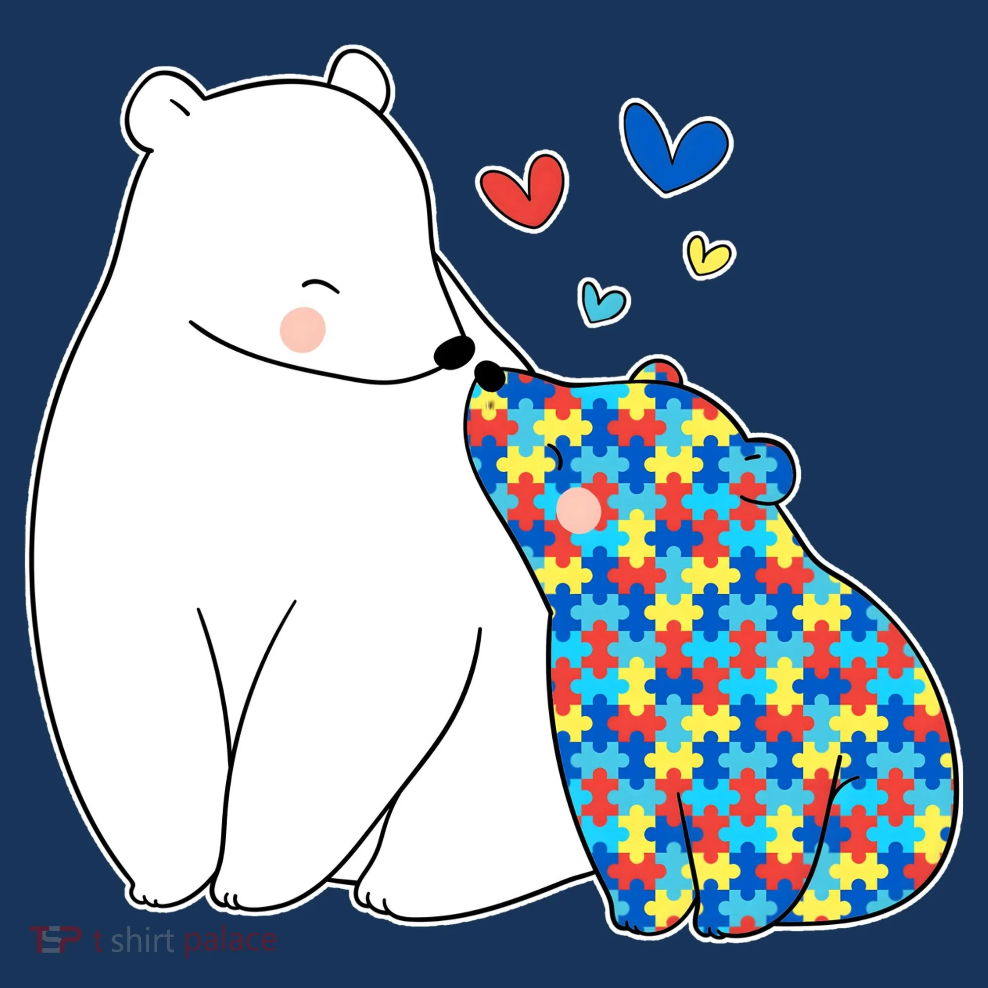 Cute Autism Awareness Polar Bear Puzzle Beanie