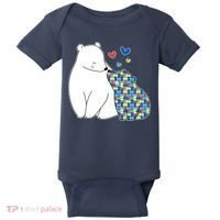 Cute Autism Awareness Polar Bear Puzzle Baby Bodysuit thumb 0