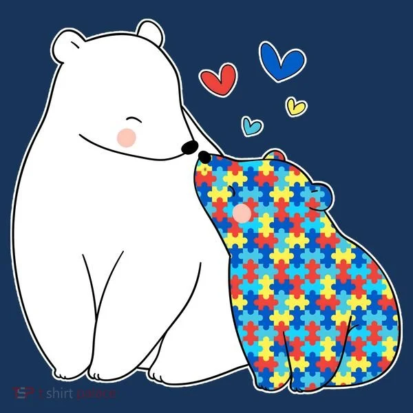 Cute Autism Awareness Polar Bear Puzzle Toddler Hoodie