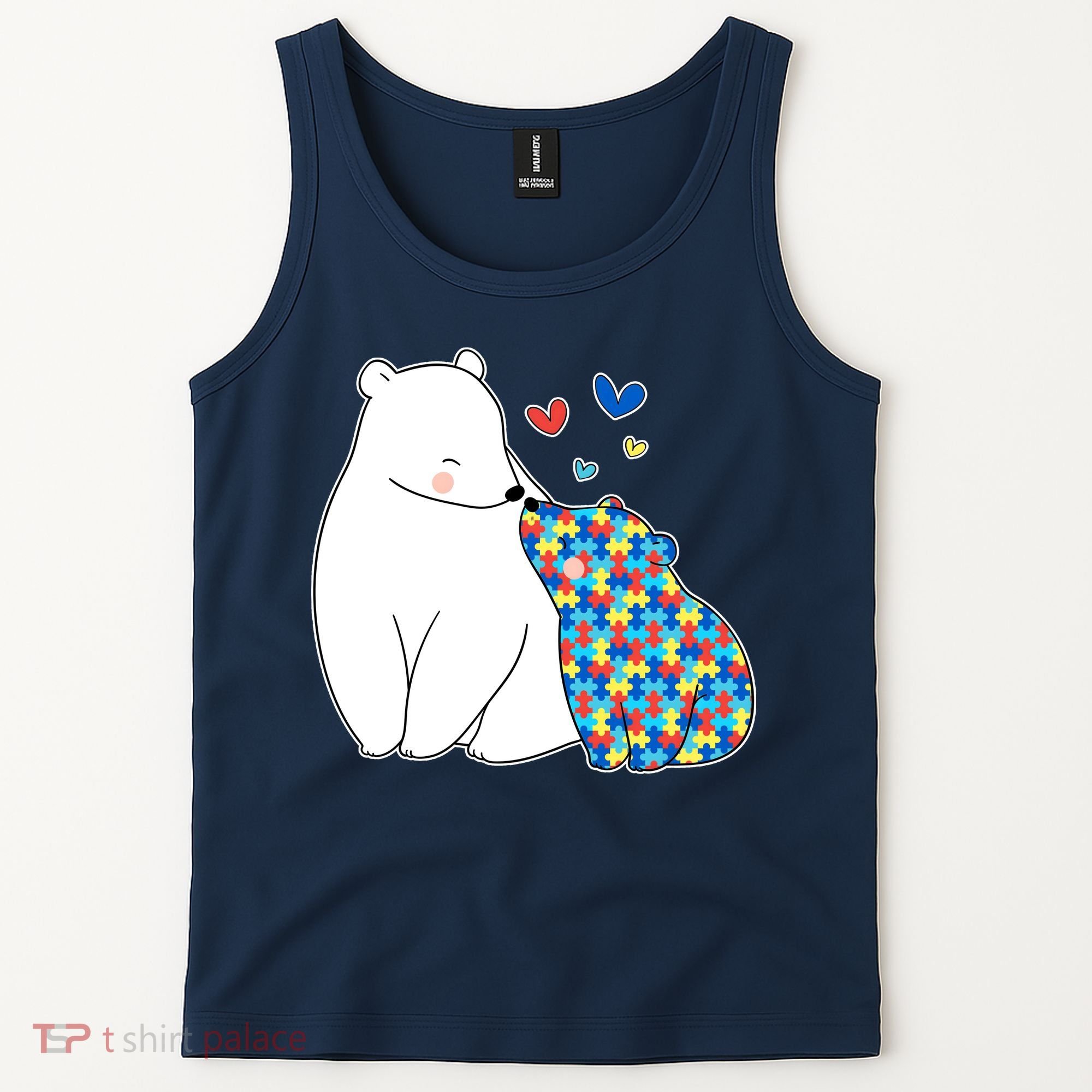 Cute Autism Awareness Polar Bear Puzzle Tank Top