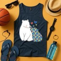 Cute Autism Awareness Polar Bear Puzzle Tank Top thumb 4