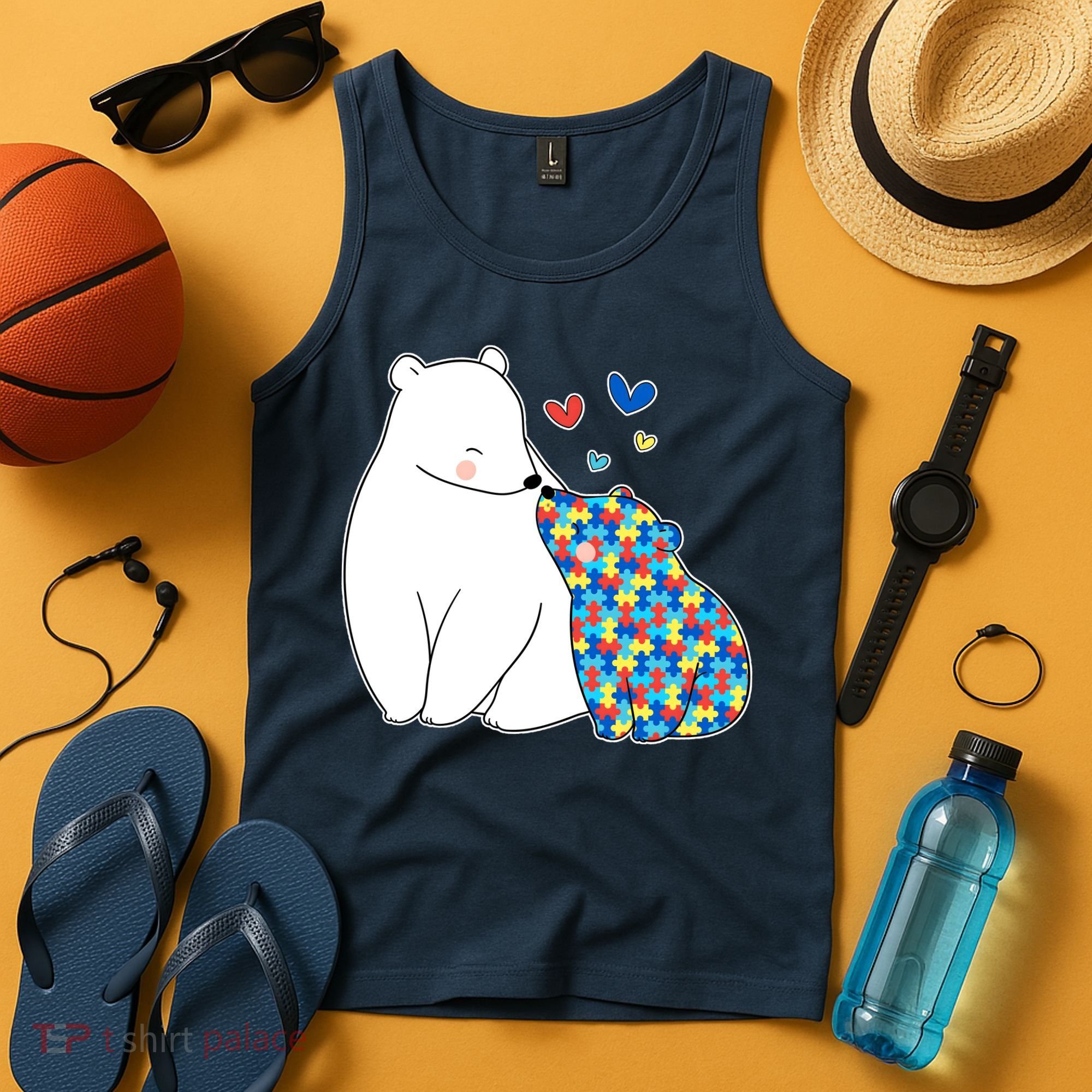 Cute Autism Awareness Polar Bear Puzzle Tank Top