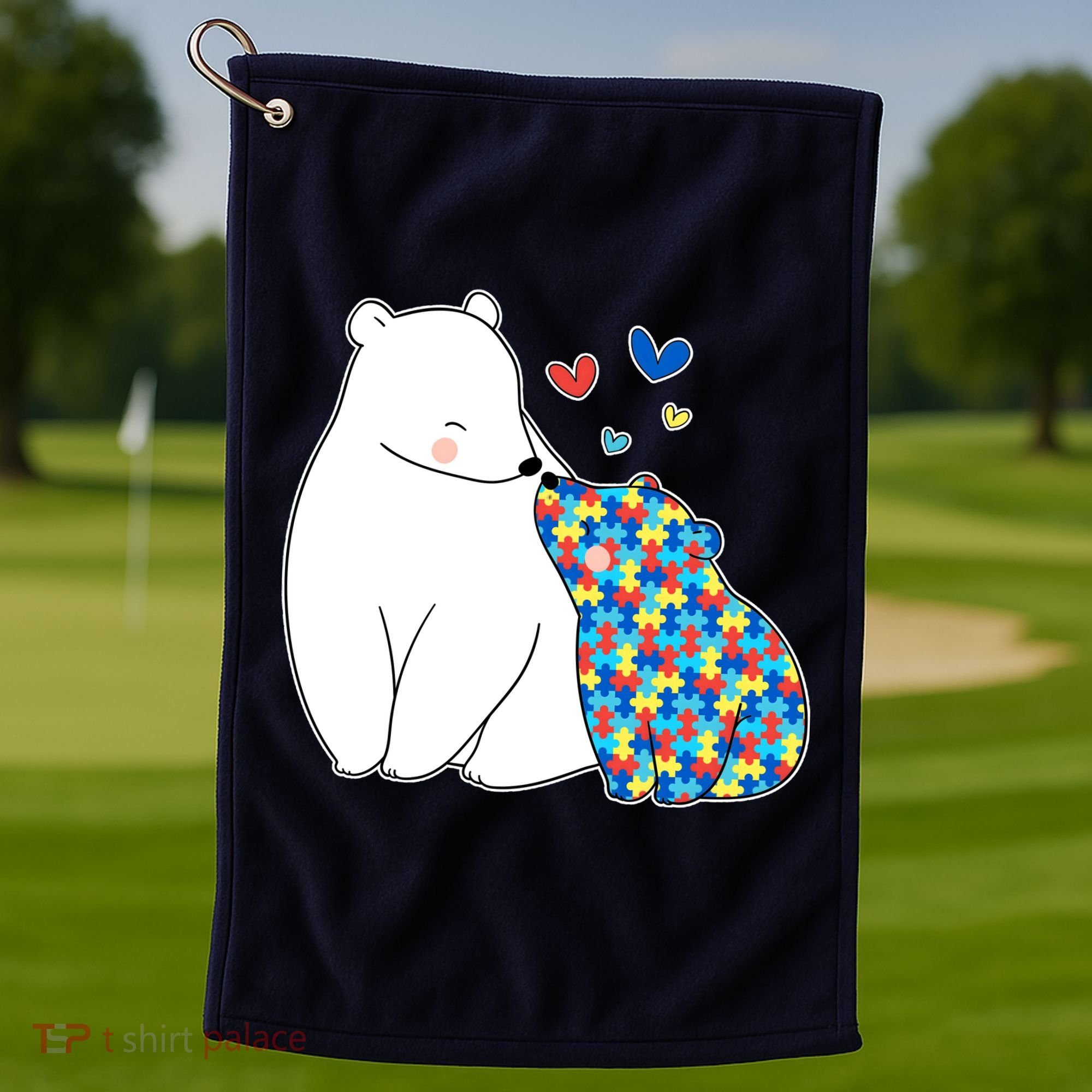 Cute Autism Awareness Polar Bear Puzzle Golf Towel