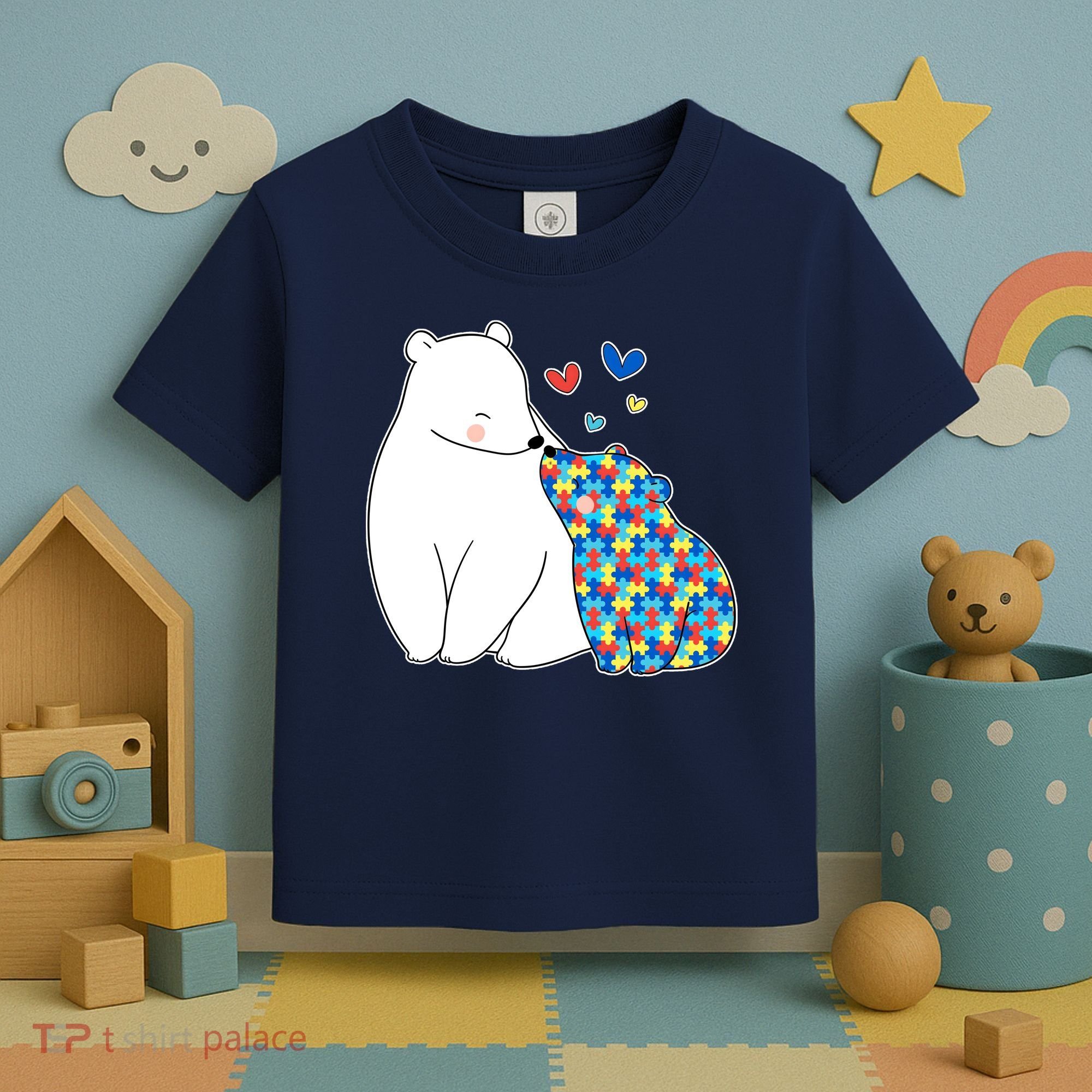 Cute Autism Awareness Polar Bear Puzzle Toddler T-Shirt