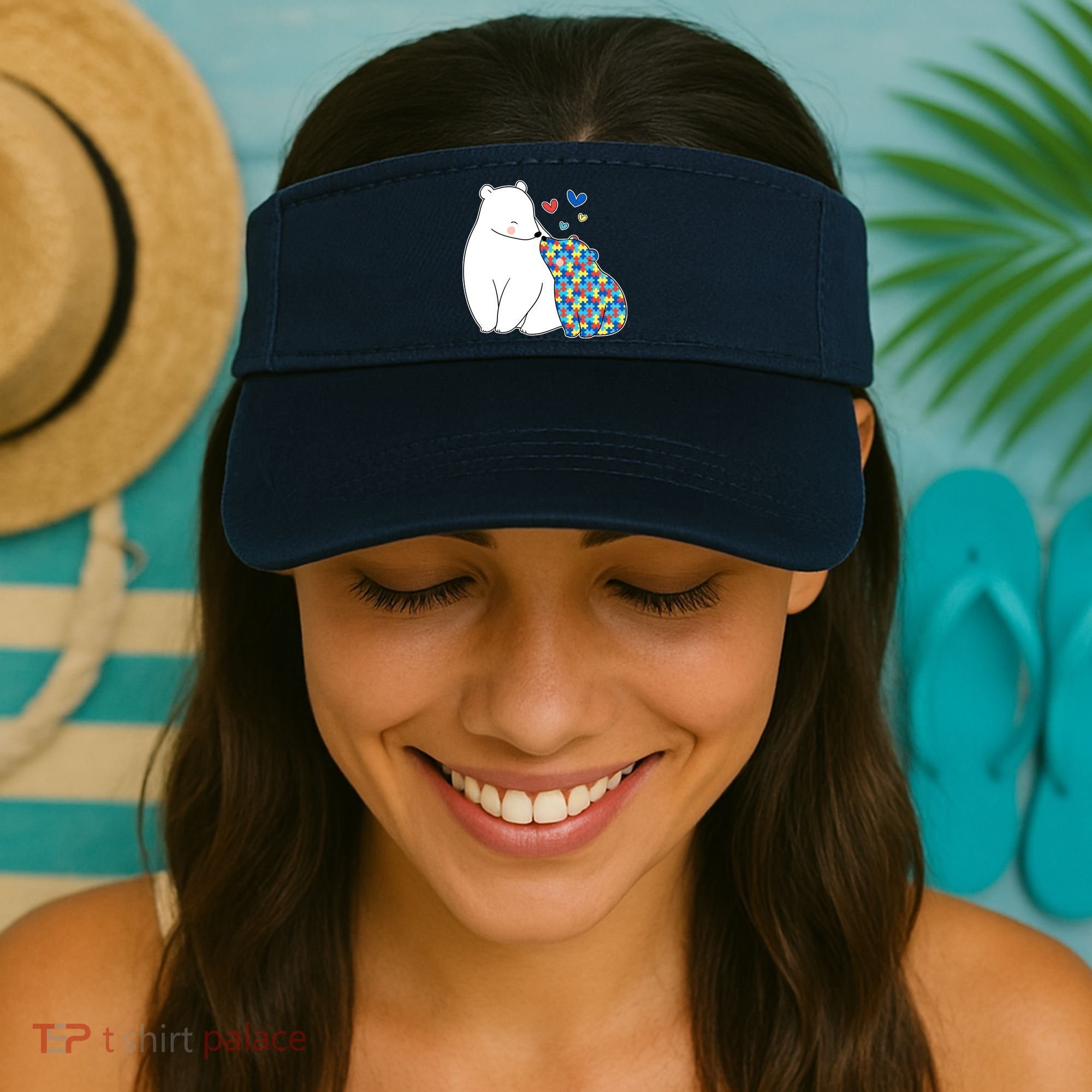 Cute Autism Awareness Polar Bear Puzzle Visor