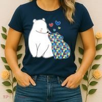 Cute Autism Awareness Polar Bear Puzzle Women's T-Shirt thumb 2