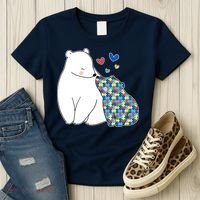 Cute Autism Awareness Polar Bear Puzzle Women's T-Shirt thumb 3