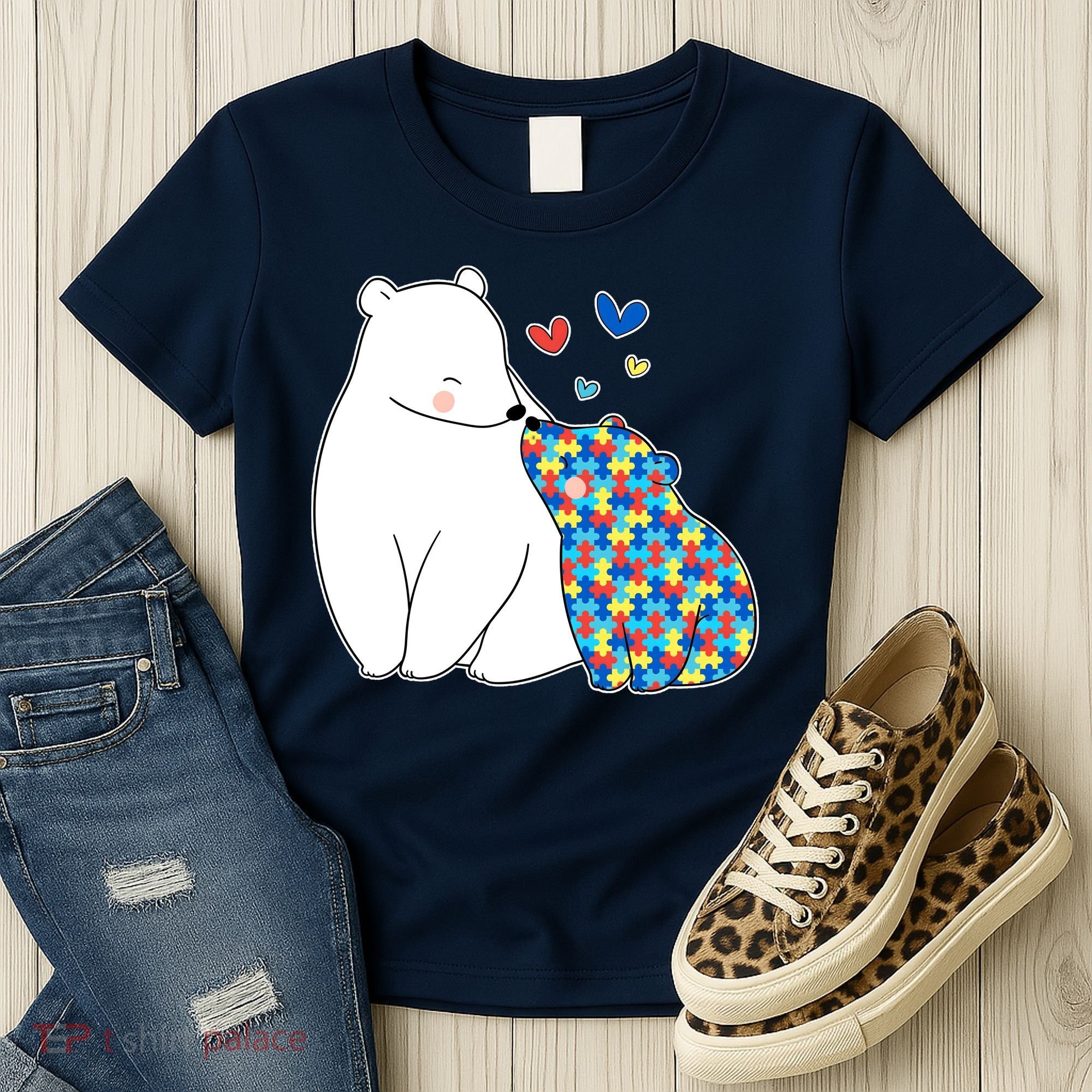 Cute Autism Awareness Polar Bear Puzzle Women's T-Shirt