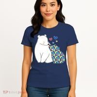 Cute Autism Awareness Polar Bear Puzzle Women's T-Shirt thumb 4