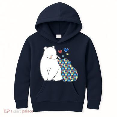 Cute Autism Awareness Polar Bear Puzzle Kids Hoodie