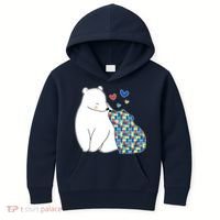 Cute Autism Awareness Polar Bear Puzzle Kids Hoodie thumb 0
