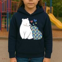 Cute Autism Awareness Polar Bear Puzzle Kids Hoodie thumb 3