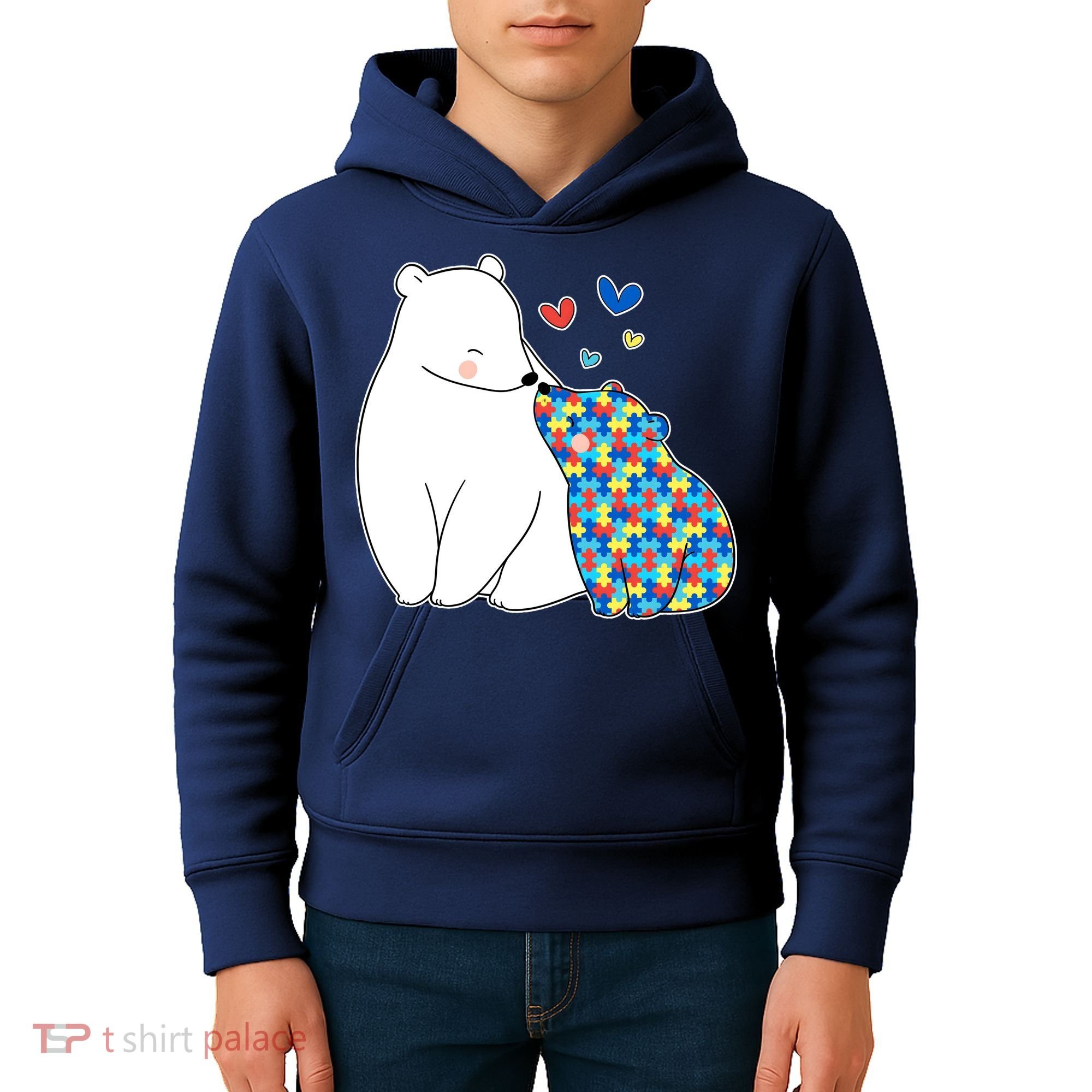 Cute Autism Awareness Polar Bear Puzzle Kids Hoodie