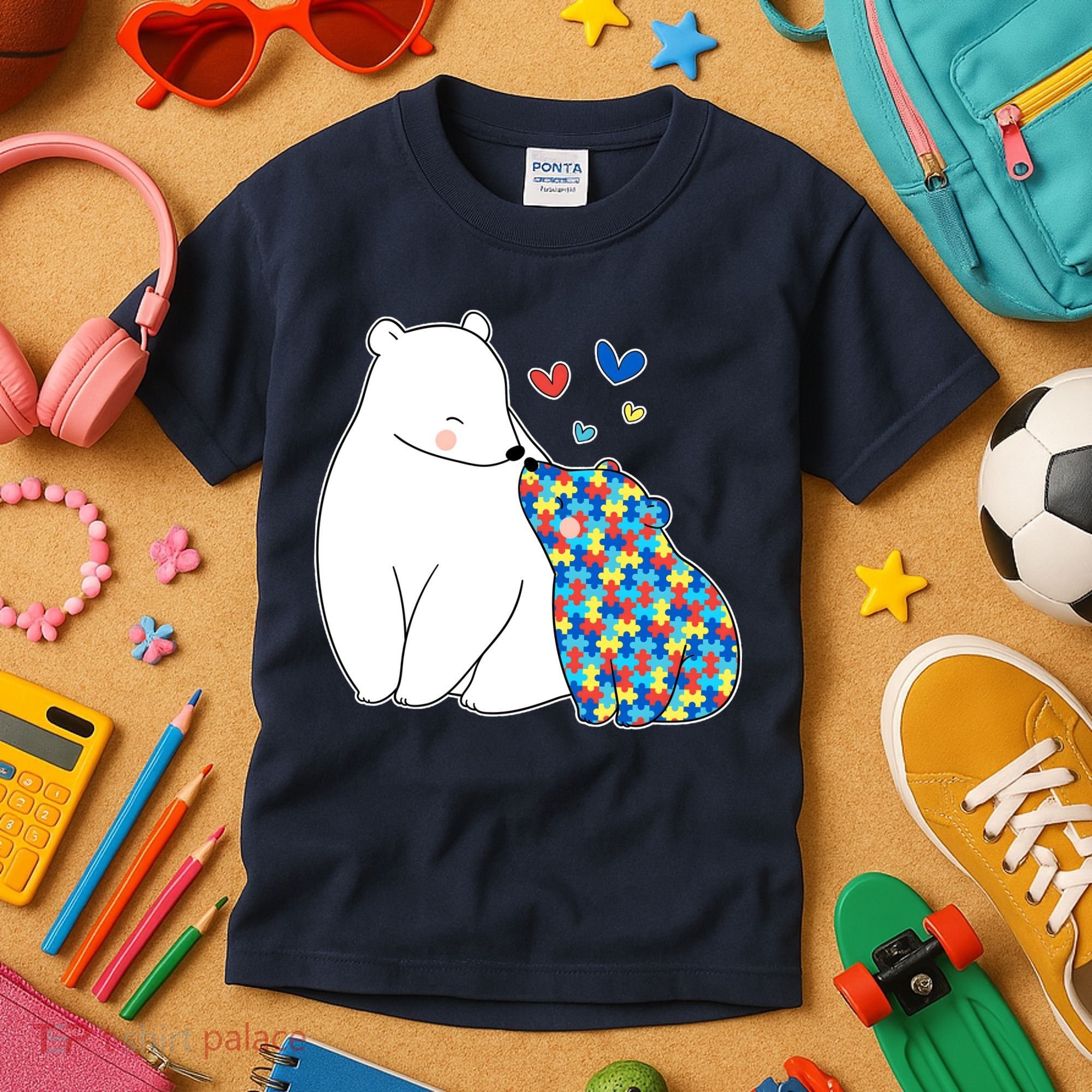 Cute Autism Awareness Polar Bear Puzzle Kids T-Shirt