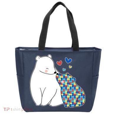 Cute Autism Awareness Polar Bear Puzzle Tote Bag