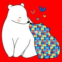 Cute Autism Awareness Polar Bear Puzzle Santa Hat thumb 1