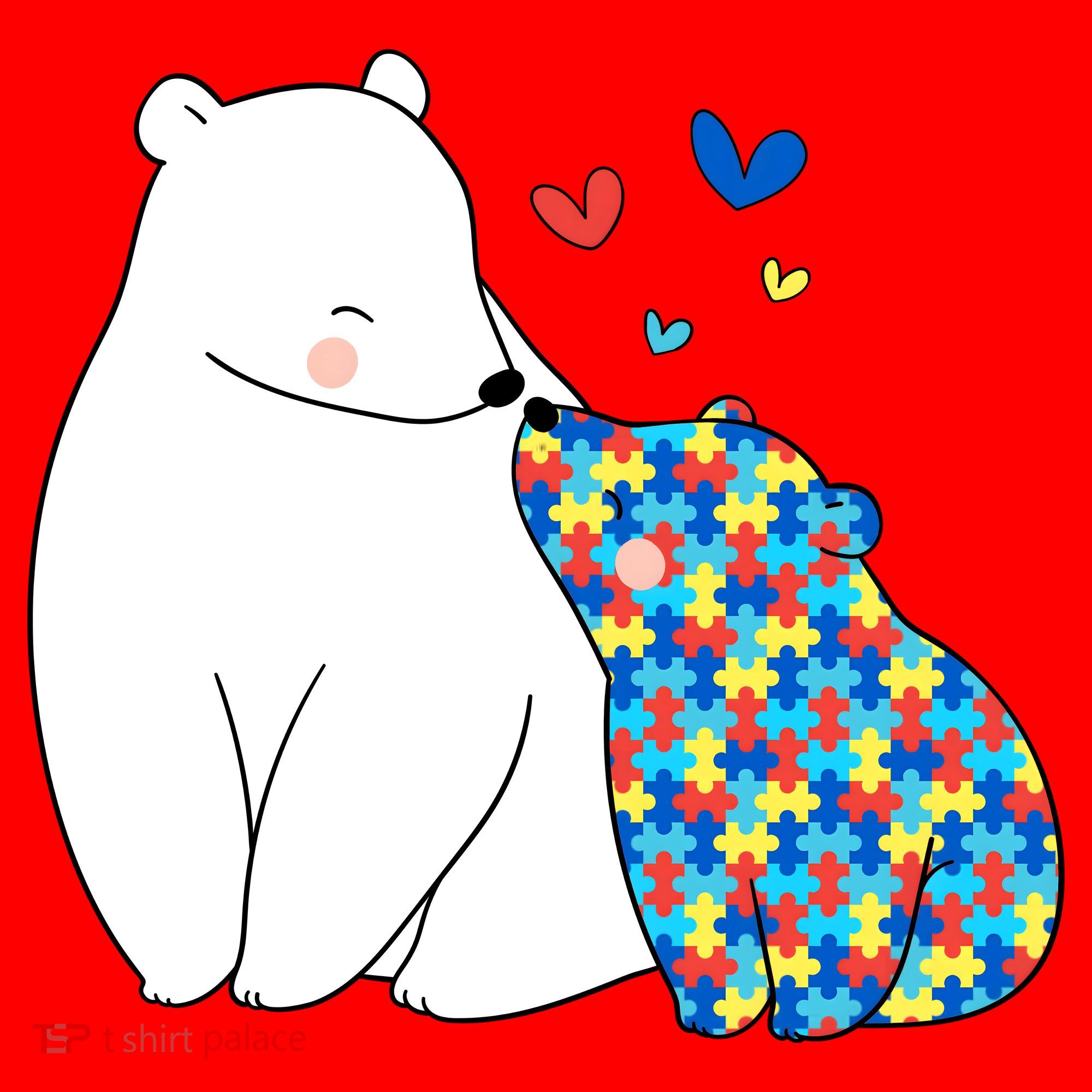 Cute Autism Awareness Polar Bear Puzzle Santa Hat