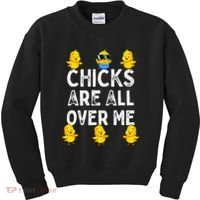 Chicks Are All Over Me Easter Funny Baby Chicken Kids Sweatshirt thumb 0