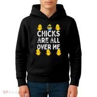 Chicks Are All Over Me Easter Funny Baby Chicken Kids Hoodie thumb 4