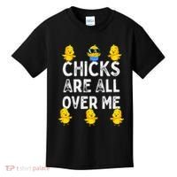 Chicks Are All Over Me Easter Funny Baby Chicken Kids T-Shirt thumb 0