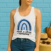 Child Abuse Awareness Rainbow Foster Care Stop The Abuse Women's Tank Top thumb 2