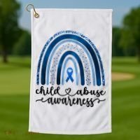 Child Abuse Awareness Rainbow Foster Care Stop The Abuse Golf Towel thumb 1