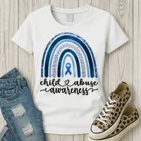 Child Abuse Awareness Rainbow Foster Care Stop The Abuse Women's T-Shirt thumb 3