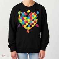 Cute Autism Awareness Rainbow Puzzle Pieces Heart Women's Sweatshirt thumb 0