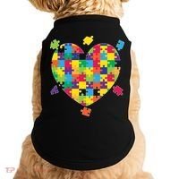 Cute Autism Awareness Rainbow Puzzle Pieces Heart Doggie Tank thumb 0